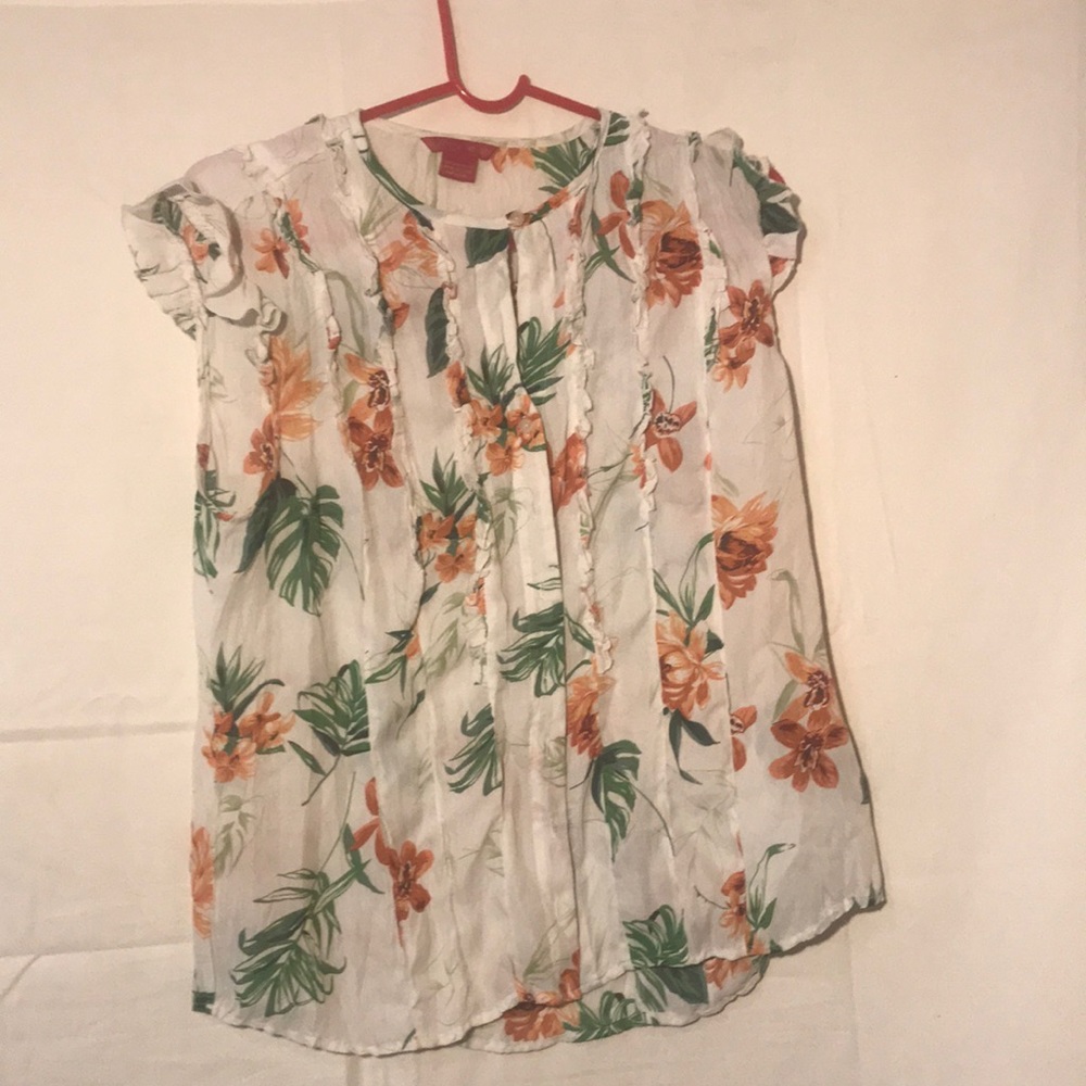 Sunny Leigh sleeveless button down blouse L